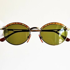occhiali da sole BYBLOS sunglasses gold brown vintage oval new green lens round