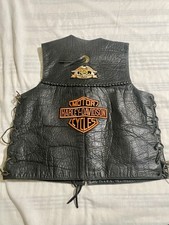 Gilet motociclista Highway One in pelle L moto Harley Davidson patch invecchiato