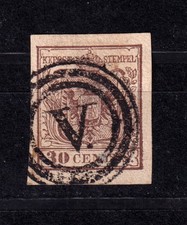 LOMBARDO VENETO 30 CENT ANNULLO MUTO VENEZIA PT. 12 RARO