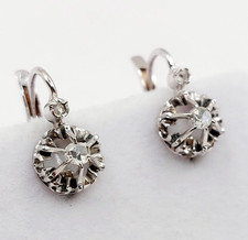 Antiche dormienti oro bianco 18k diamanti taglia rosa (circa 1900)