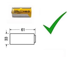Batteria Ricaricabile NI-CD Torcia D 1,2V 4400/4500 mAh 61x33mm poli