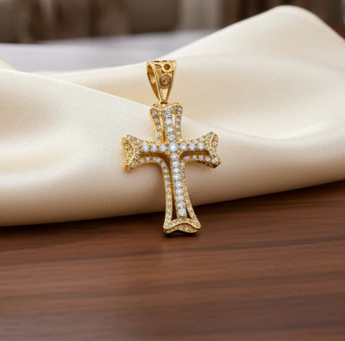 Ciondolo croce con pavé - , di