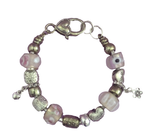 Bracciale charm perline - perline, rosa