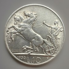 10 LIRE 1930 REGNO D’ITALIA VITTORIO EMANUELE III ROMA GIG.59 NC BB-SPL