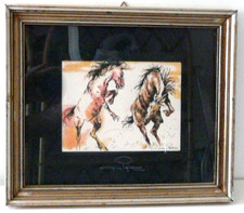 QUADRO stampa di GASTONE PEIRANO cavalli   cm 30x35 con cornice