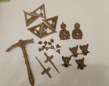 Massoneria Lotto di decorazioni e fregi in ottone antico - Simboli massonici 