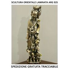 Opera D’Arte SCULTURA / STATUA Orientale Laminata Placcata 925 Argento 130G