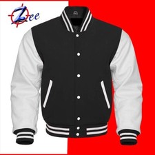 Giacca Bomber Varsity Letterman Vera Pelle Lana - Stile Classico Collegiale