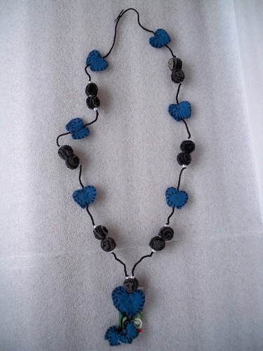 Collana lana cotta lunga - lunga, cuori
