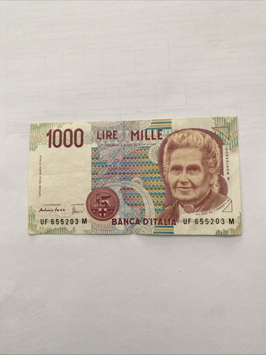 Banconota 1000 lire - lire, montessori