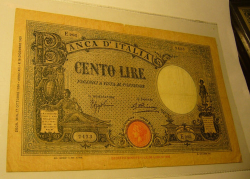 1925 italy 100 lire cento - 100,