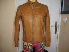 VINTAGE CAFE RACER SCHOTT 70/80's CUIR CAMEL  FEMME  TAILLE 10 (S/M)