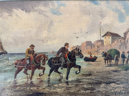 Dipinto olio cavaliere sulla