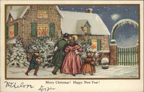 Biglietto vintage natale - vintage,