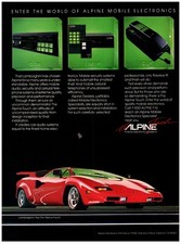 Pubblicità Stampa Alpine Mobile Electronics Systems 1986, Rosso Lamborghini dbx TIMER CLR