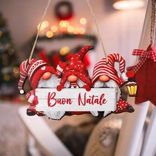 Decorazioni Natalizie Porta Ingresso, Fuoriporte Natalizio Gnomo in Legno