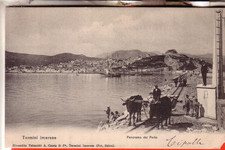 CARTOLINA TERMINI IMERESE   VIAGGIATA 1905  PANORAMA DAL PORTO CARRO BUI ANIMATA