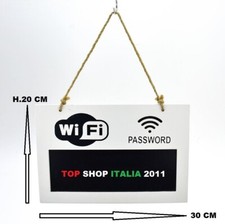 LAVAGNA IN LEGNO SEGNALA  WI-FI  PASSWORD  ALBERGO RISTORANTE PIZZERIA 4 2024
