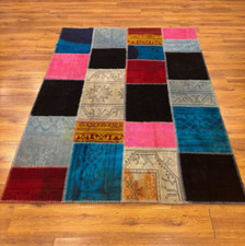 Tappeto zona turca, tappeto lana vintage, tappeto rosa fatto a mano, tappeto camera bambini multicolore