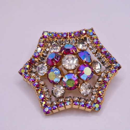 Spilla vintage strass - rosso, 2"
