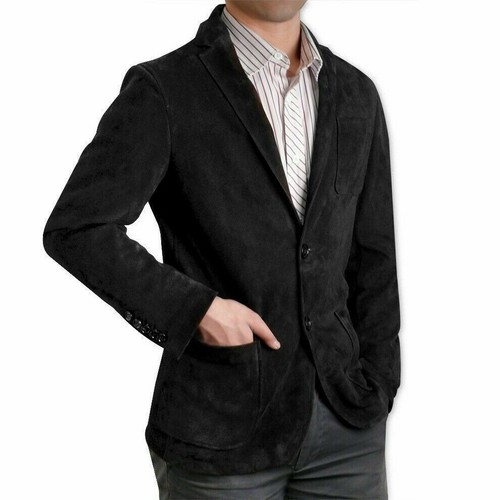 Blazer uomo nero scamosciato