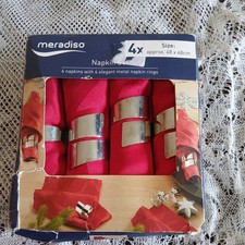 Set Quattro Anelli Tovaglioli Tono Argento Meradiso Set Tovaglioli Rosso Scatola Natale