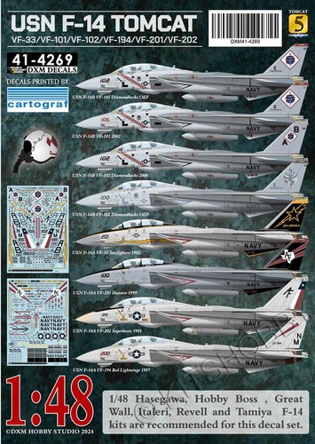 Decalcomania dxm usn f - 1/48, f-14