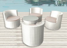 SET SEDIE RATTAN BIANCO TAVOLO