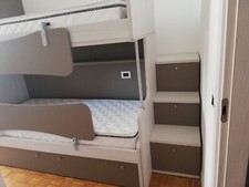 cameretta castello ragazzi con materassi memory+armadio e cassetti contenitori 