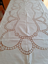 Tovaglia in misto lino cotone ricamata anni 60 12 tovaglioli