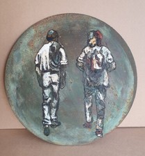 Marco JACCOND, Olio su lastra di ferro 2004,  cm. diam. 49,5 "Back to school"