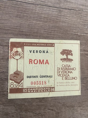 Verona roma 1983 - 1983/84, biglietto