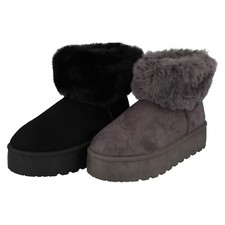 Donna Spot On Stivaletti con Plateau con Pelliccia Colletto: F4463