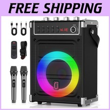 Macchina Karaoke Portatile con Microfoni Wireless e Luci LED