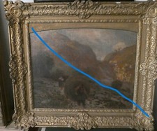 Cesare Bertolotti paesaggio montano con contadini Brescia pittore