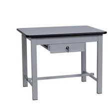 Tavolo banco da laboratorio in ferro piano in laminato 1 cassetto cm100x75x80h a