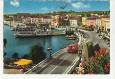  VECCHIA CARTOLINA LAGO DI GARDA DESENZANO E PIROSCAFO BUS D' EPOCA 