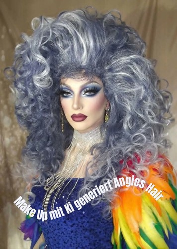 Parrucca curly blue - curly, blu