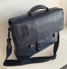Stupenda con video  elegante  borsa cartella  pelle blu   PIQUADRO