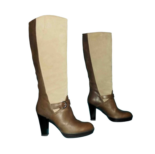 Bottes hogan cuir marron et - en,
