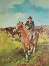 Carlo Domenici, Dipinto Olio su tavola, Maremma, 69 x 49 cm