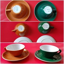 Coppia tazzine / tazze da caffè con piattini in ceramica GALVANI Anni 30 Italy 