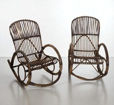 Sedia a dondolo - Bambù, Vimini - Coppia di sedie a dondolo degli anni '60