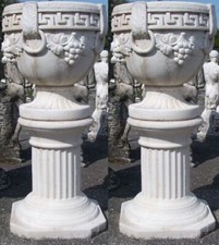 VASO CALICE CON BASE COLONNA N°2 VASI DA ESTERNO IN CEMENTO  MARMO  PER GIARDINO