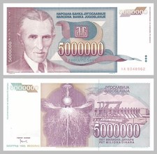 Jugoslavia 5000000 Dinara 1993