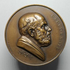 Medaglia Hippocrate Medicina Opus H. Dubois Bronze 50mm 57,84g Francia 
