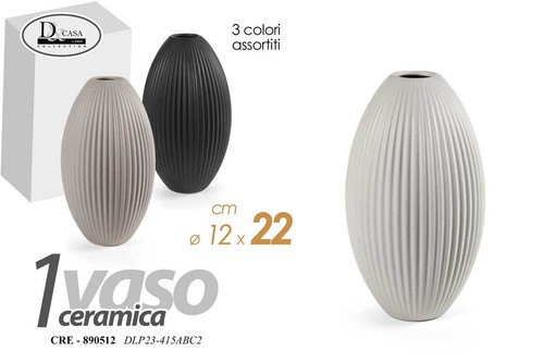 Vaso ceramica righe - vaso,