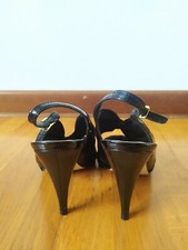 Sandali camoscio nero M&S AUTOGRAPH 38,tacco 10,fiocco,laccio caviglia Mary Jane