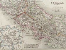 Carta Geografica Italia Centrale di Carl Ferdinand Weiland Metà '800