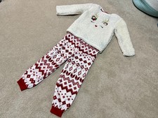 Set Pigiama Natalizio Bambini Ragazze Carino Renna Pile Rosso e Bianco - 3-4 Anni